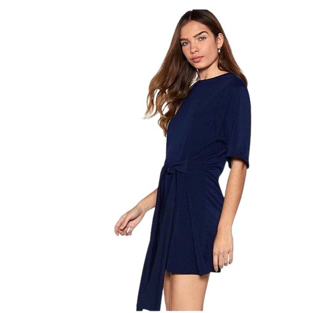 Nasty Gal Tie Front Sweatshirt Dress Blue Size 4
